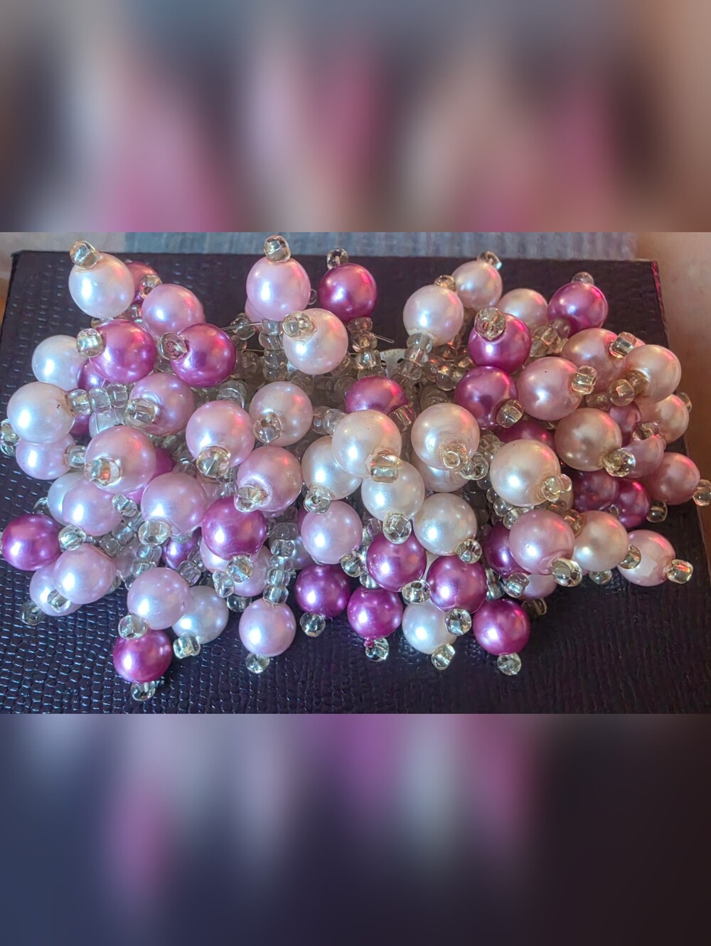 Beautiful Vintage Cluster/Cha Cha style Faux Pearl Hair Barrette Clip